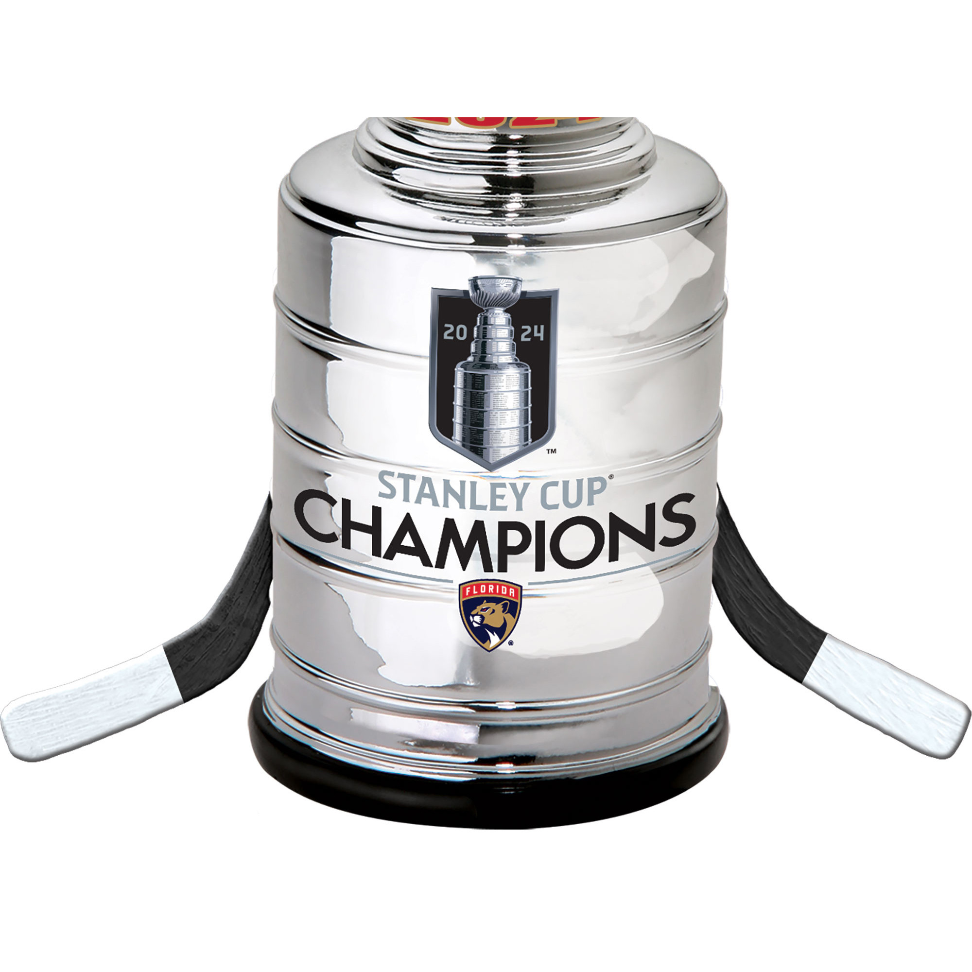 Florida Panthers 2024 Stanley Cup Champions Trophy & Sticks Ornament