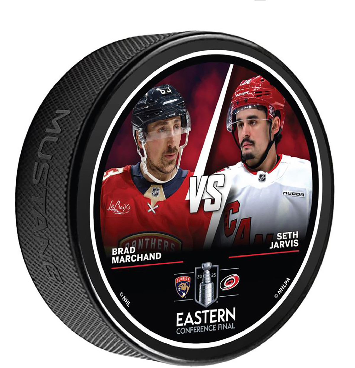 Florida Panthers vs. Carolina Hurricanes 2025 Eastern Conference Final Dueling Players Puck