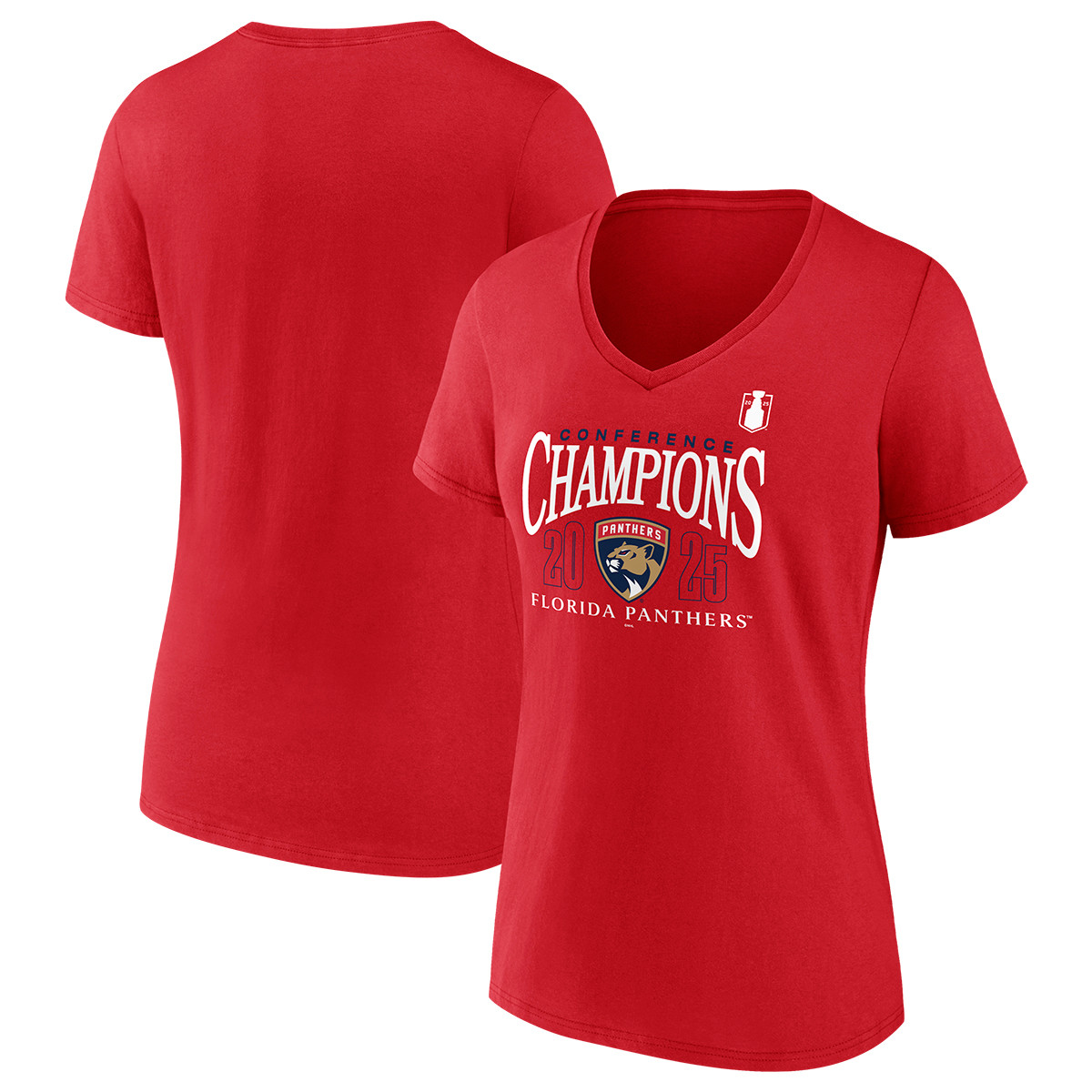 Florida Panthers Women's 2025 Eastern Conference Champs V-Neck T-Shirt