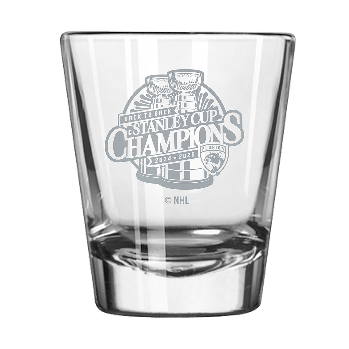Florida Panthers 2024-2025 Back-to-Back Stanley Cup Champions Etched Shot Glass