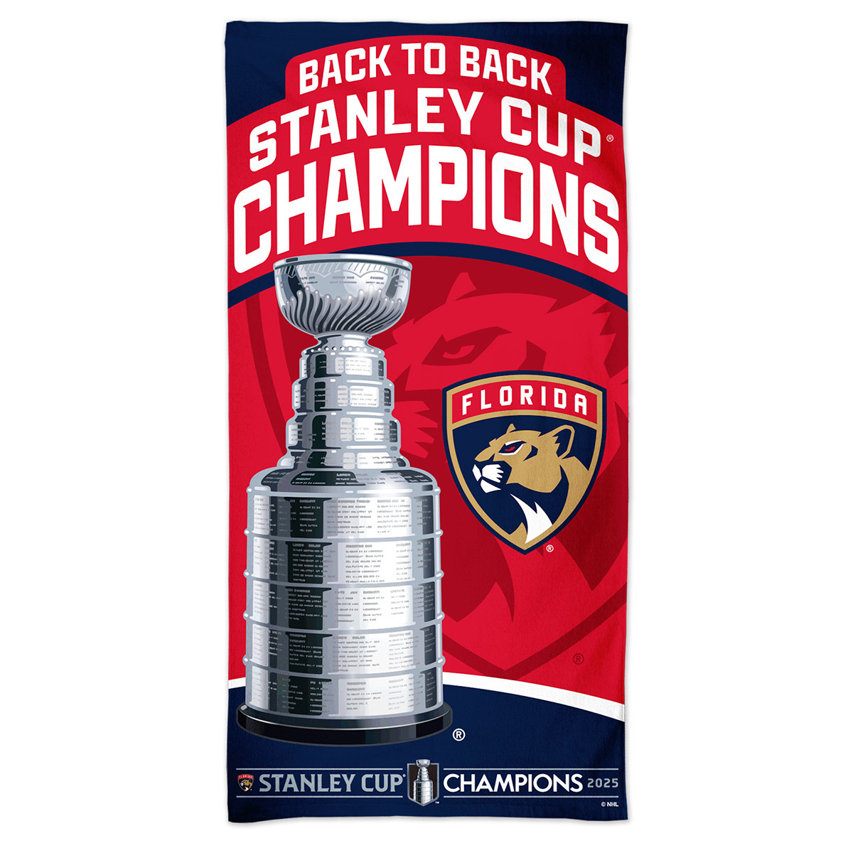 Florida Panthers 2024-2025 Back-to-Back Stanley Cup Champions Beach Towel