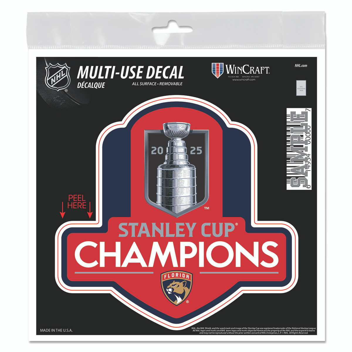 Florida Panthers 2025 Stanley Cup Champions Multi-Use 6x6 Decal