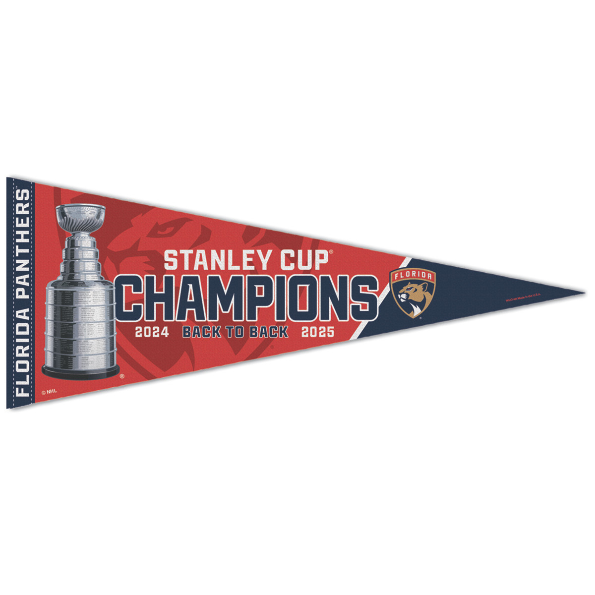 Florida Panthers 2024-2025 Back-to-Back Stanley Cup Champions Stats Pennant
