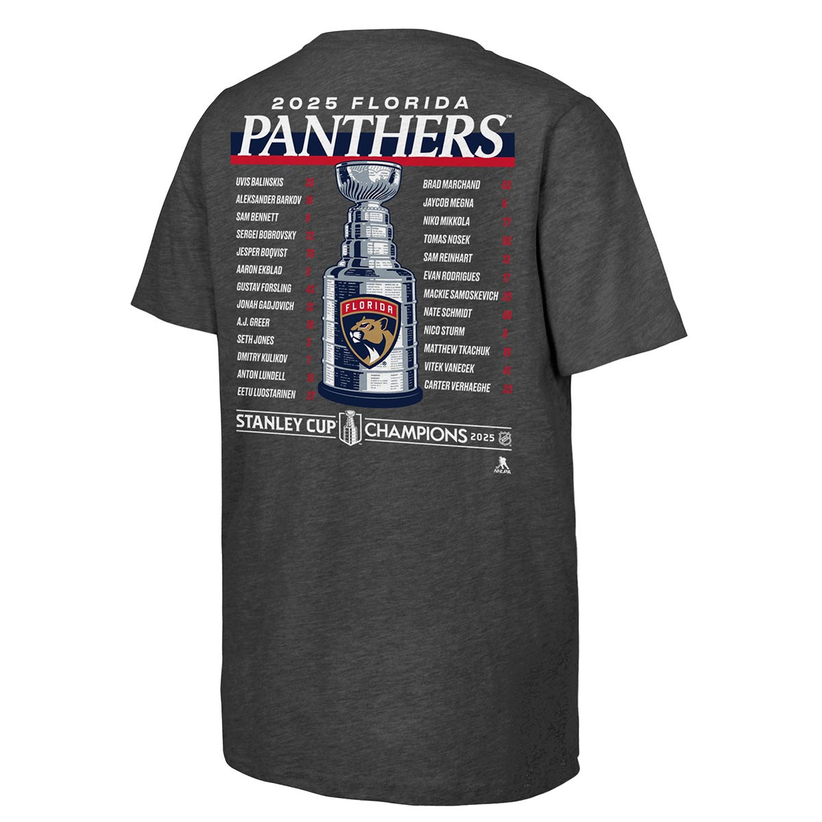 Florida Panthers Youth 2025 Stanley Cup Champions Roster T-Shirt