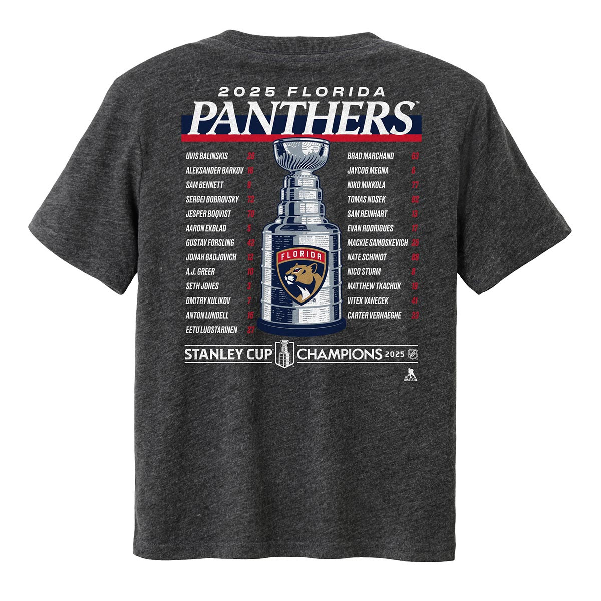 Florida Panthers Toddler 2025 Stanley Cup Champions Roster T-Shirt