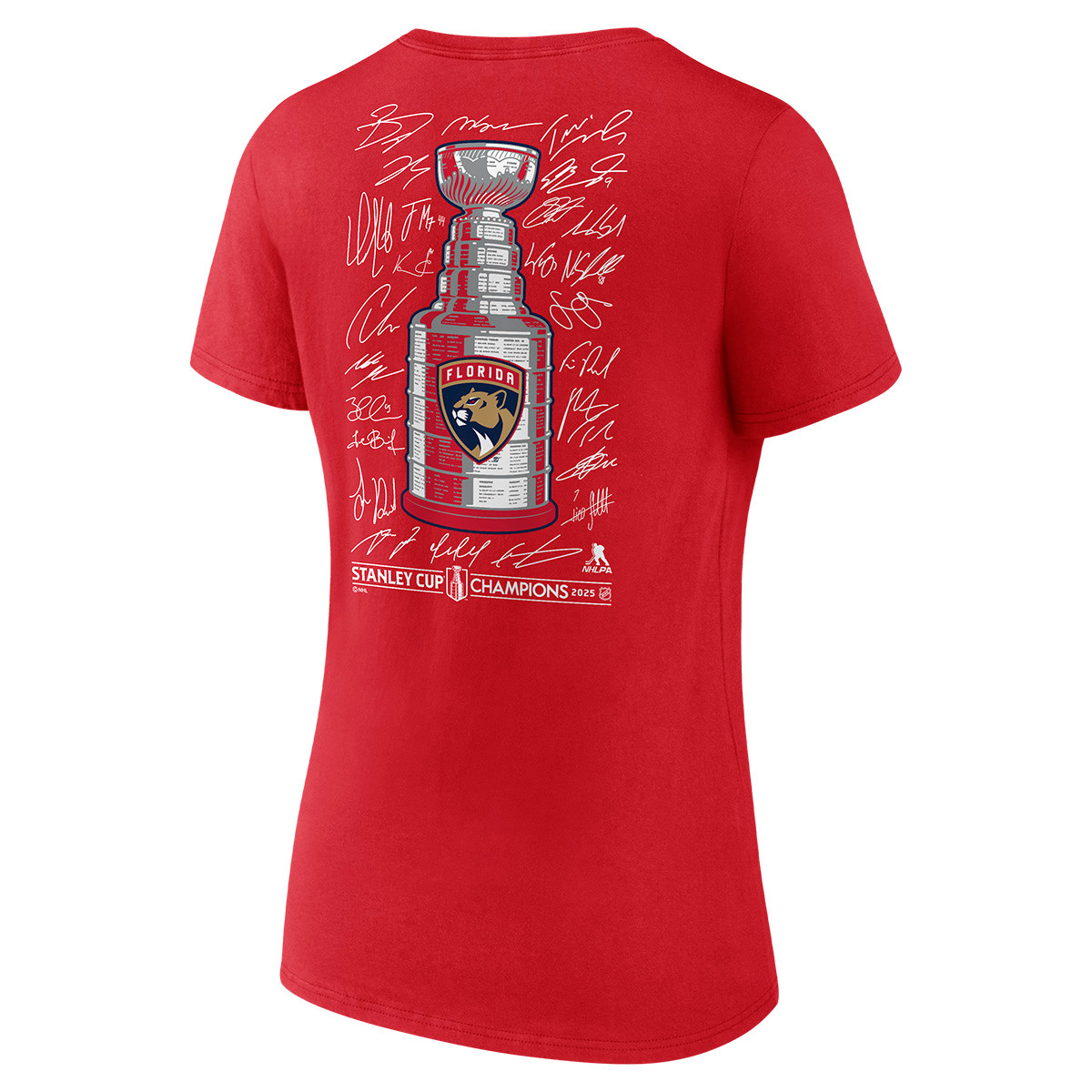 Florida Panthers Women's 2025 Stanley Cup Champions Signature Roster T-Shirt