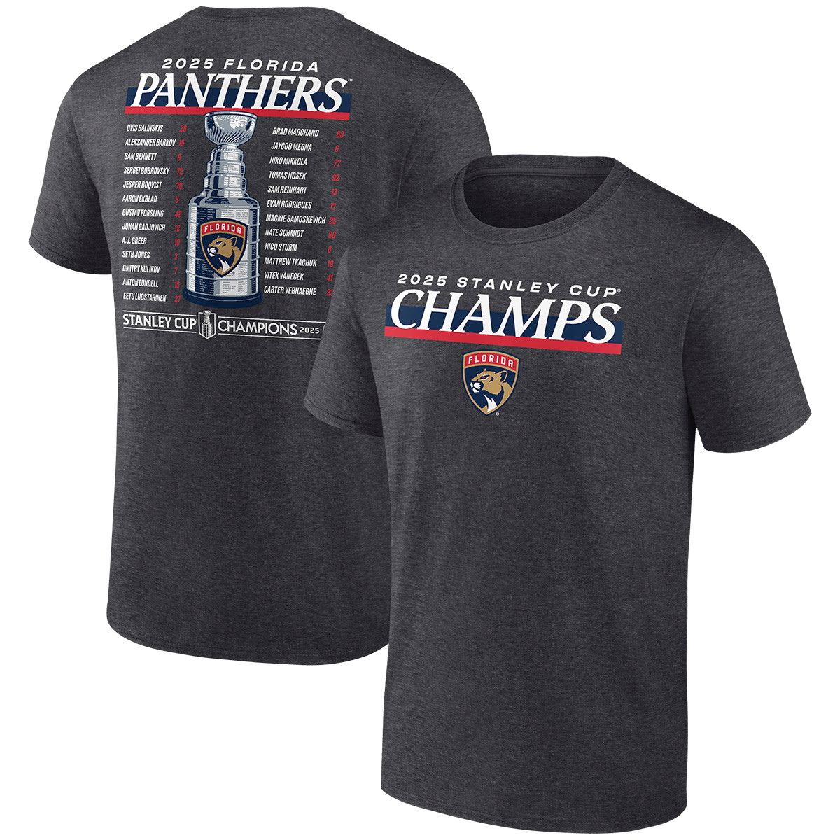 Florida Panthers 2025 Stanley Cup Champions Give and Go Roster T-Shirt