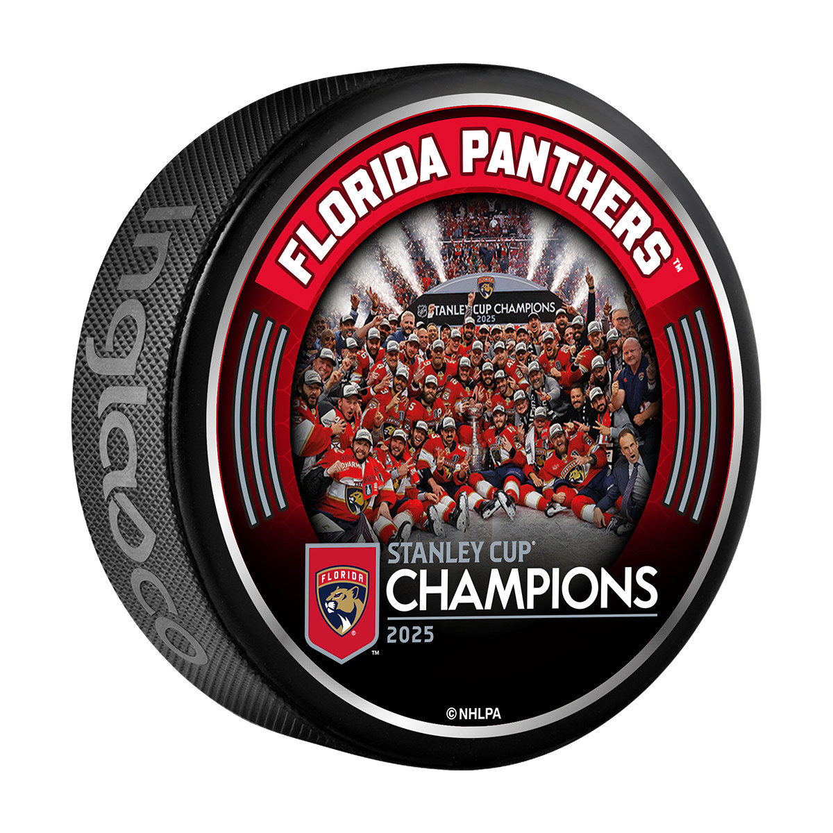 Florida Panthers 2025 Stanley Cup Champions Team Photo Celebration Puck
