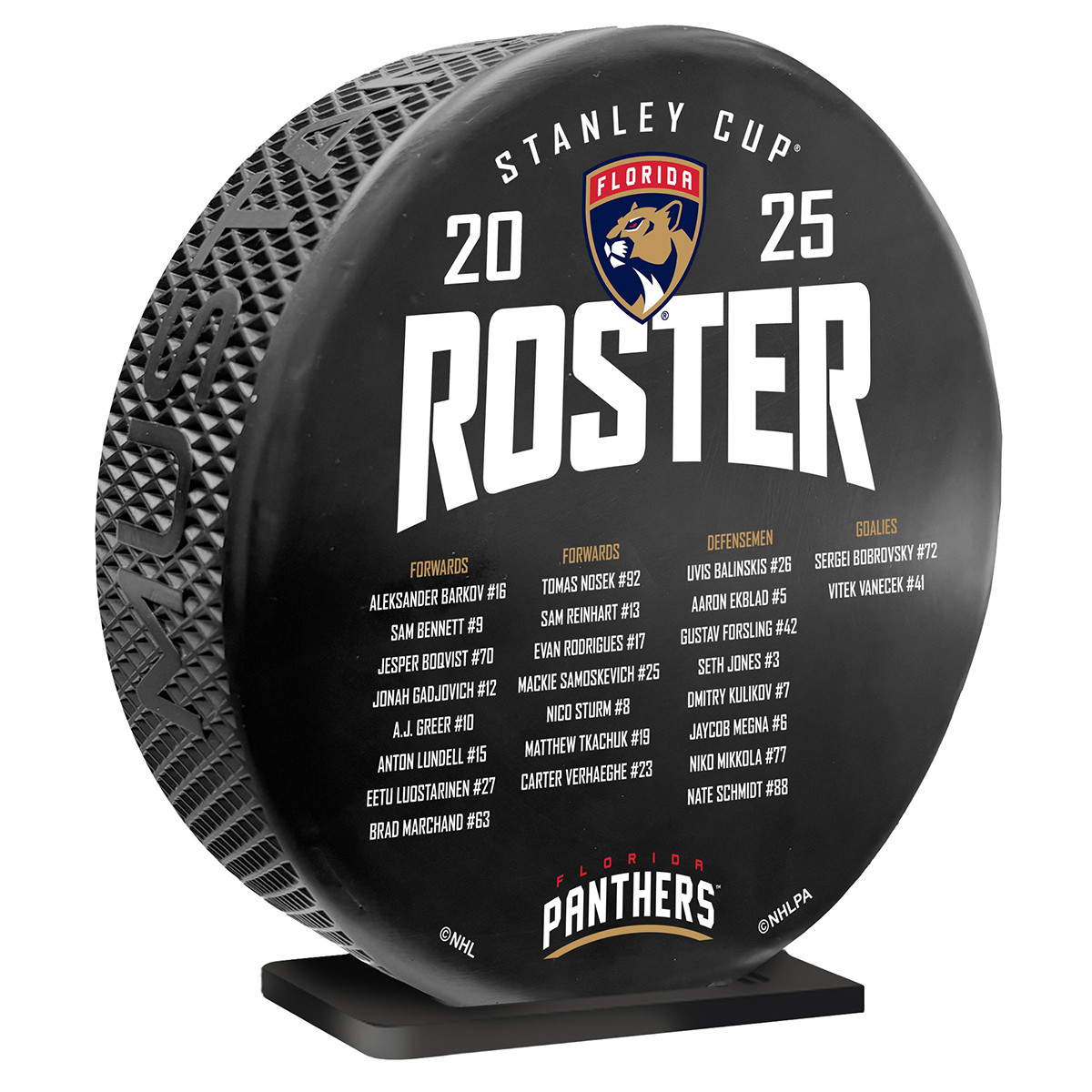 Florida Panthers 2024-2025 Back-to-Back Stanley Cup Champions Mega Roster Puck