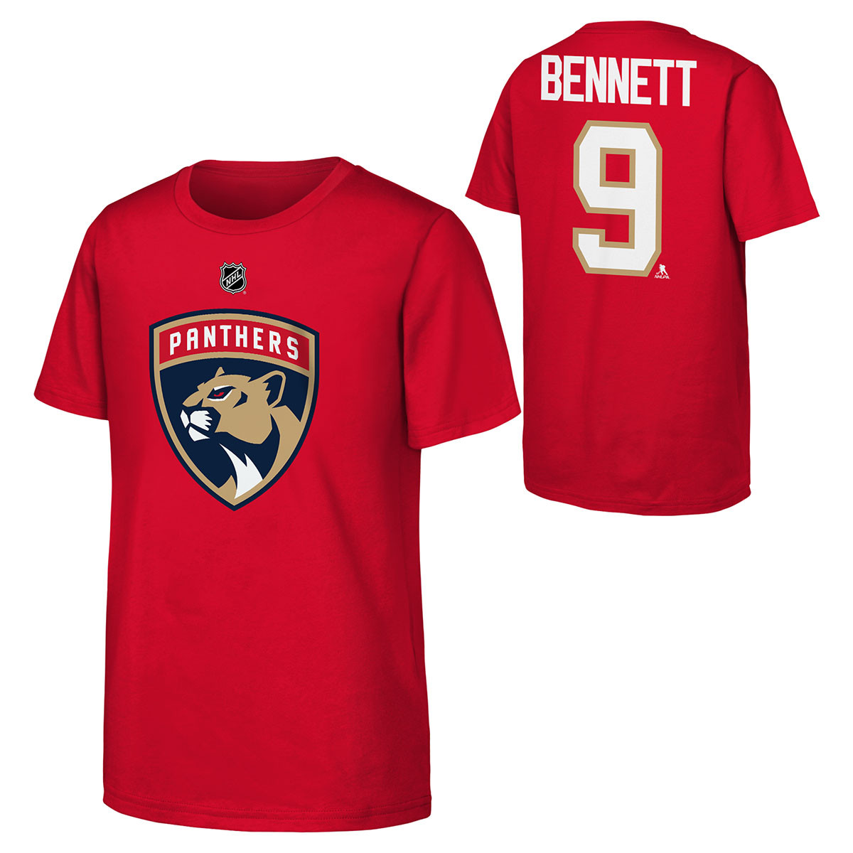 Florida Panthers Youth #9 Sam Bennett Name & Number Shirt - FLA