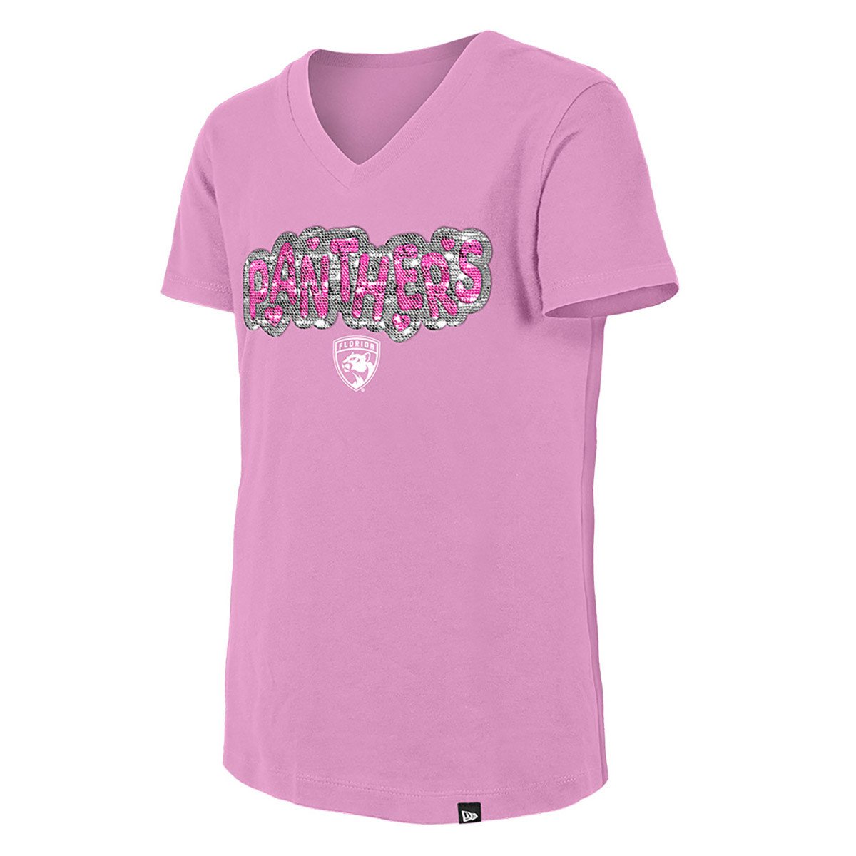 Florida Panthers Youth Girls Sequin V-Neck T-Shirt