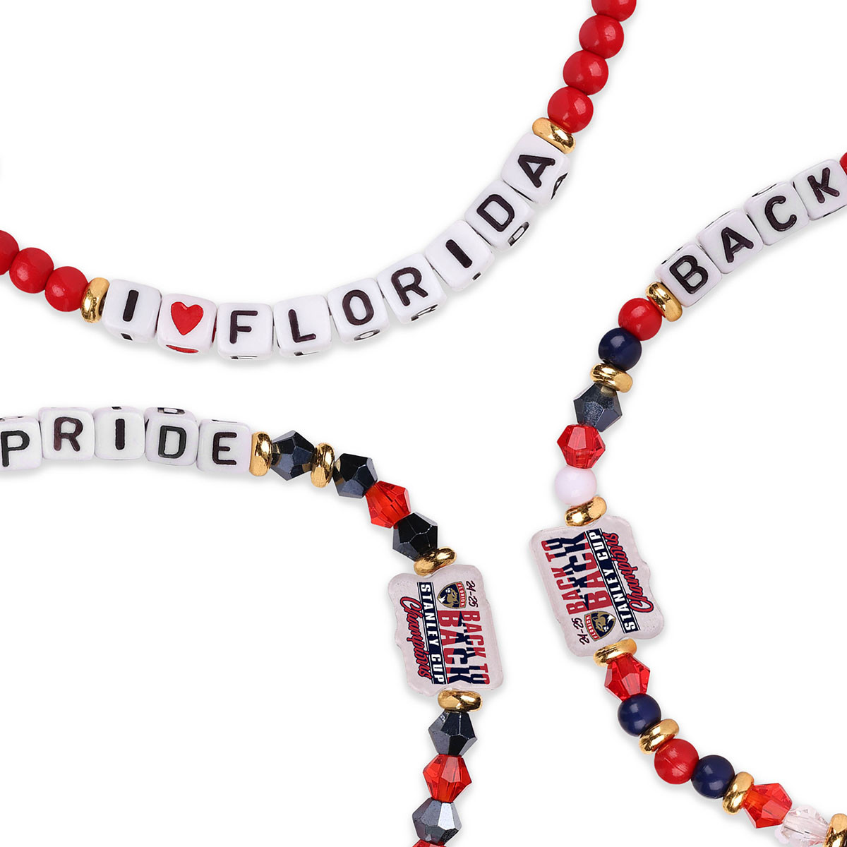 Florida Panthers 2024-2025 Back-to-Back Stanley Cup Champions 3-Pack Friendship Bracelets