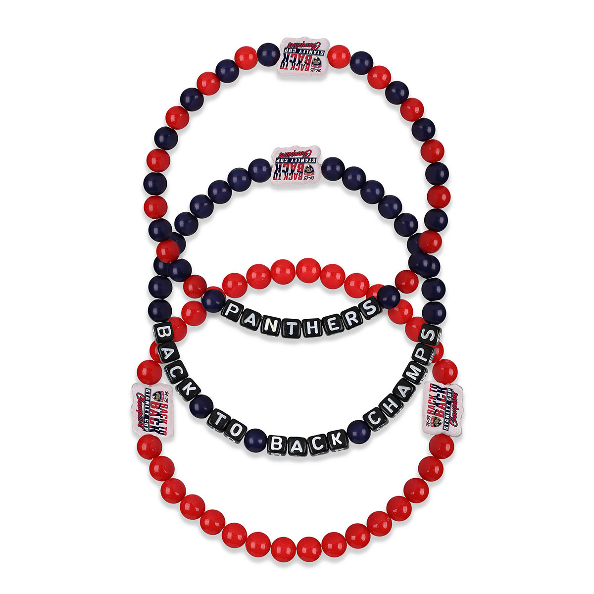 Florida Panthers 2024-2025 Back-to-Back Stanley Cup Champions 3-Pack Beaded Bracelets