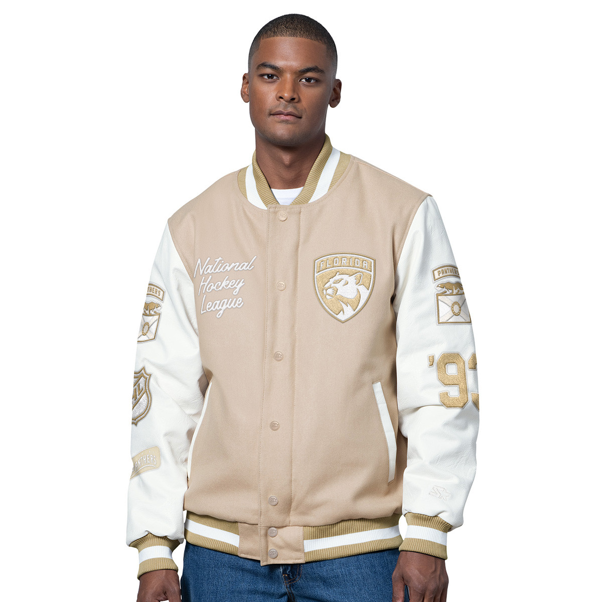 Florida Panthers Youth Red Snap Front Varsity Jacket - FLA TEAM SHOP