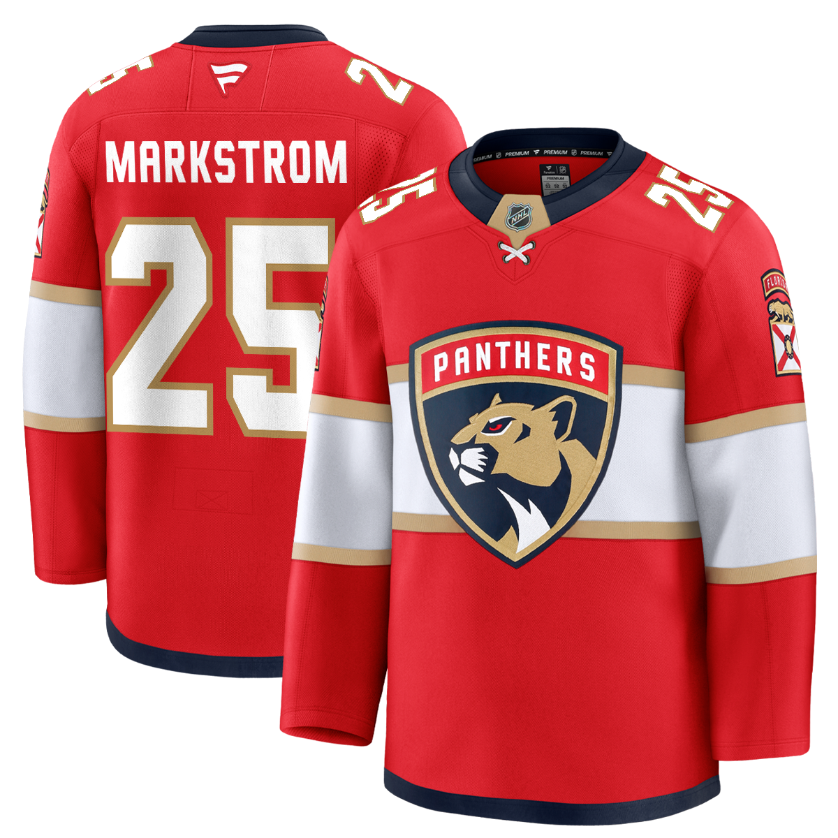 Florida Panthers #25 Jacob Markstrom Premium Authentic Home Jersey
