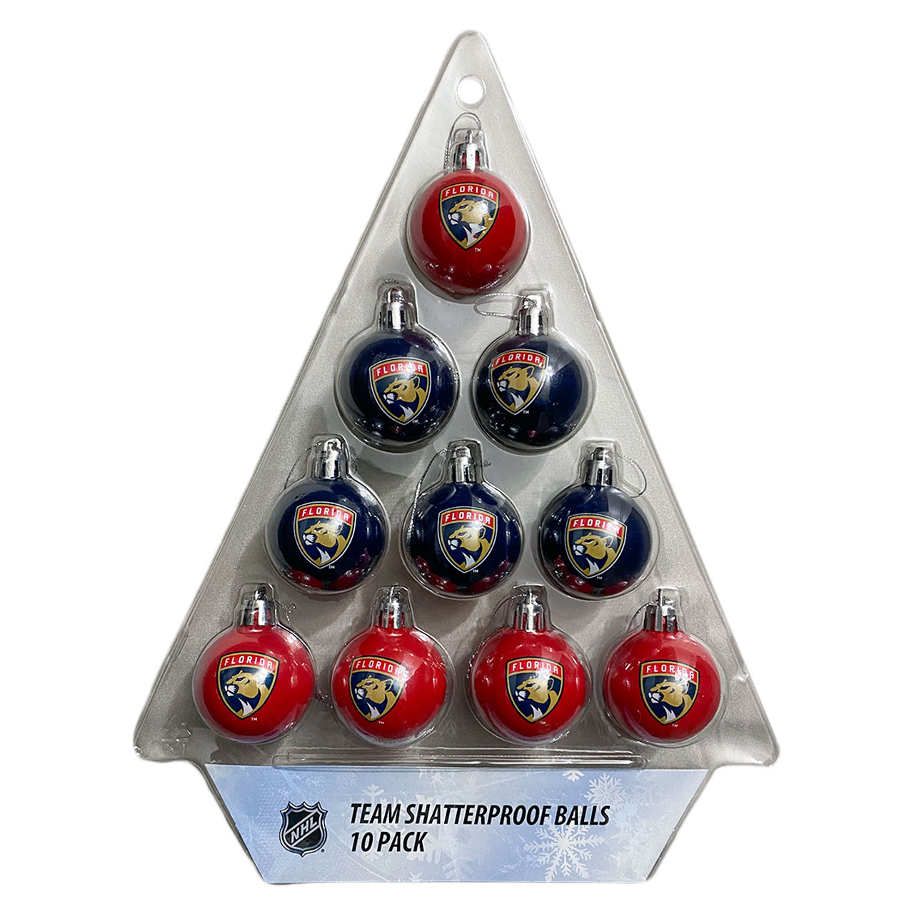 Florida Panthers Holiday 10 Pack Ball Ornament Set