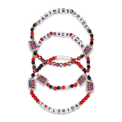 Florida Panthers 2024-2025 Back-to-Back Stanley Cup Champions 3-Pack Friendship Bracelets