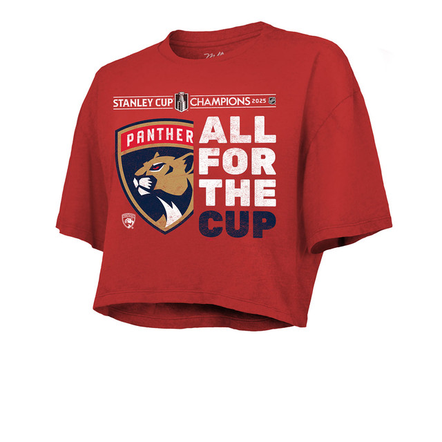 Florida Panthers Women's 2025 Stanley Cup Champions Short Sleeve Boxy Crop T-Shirt