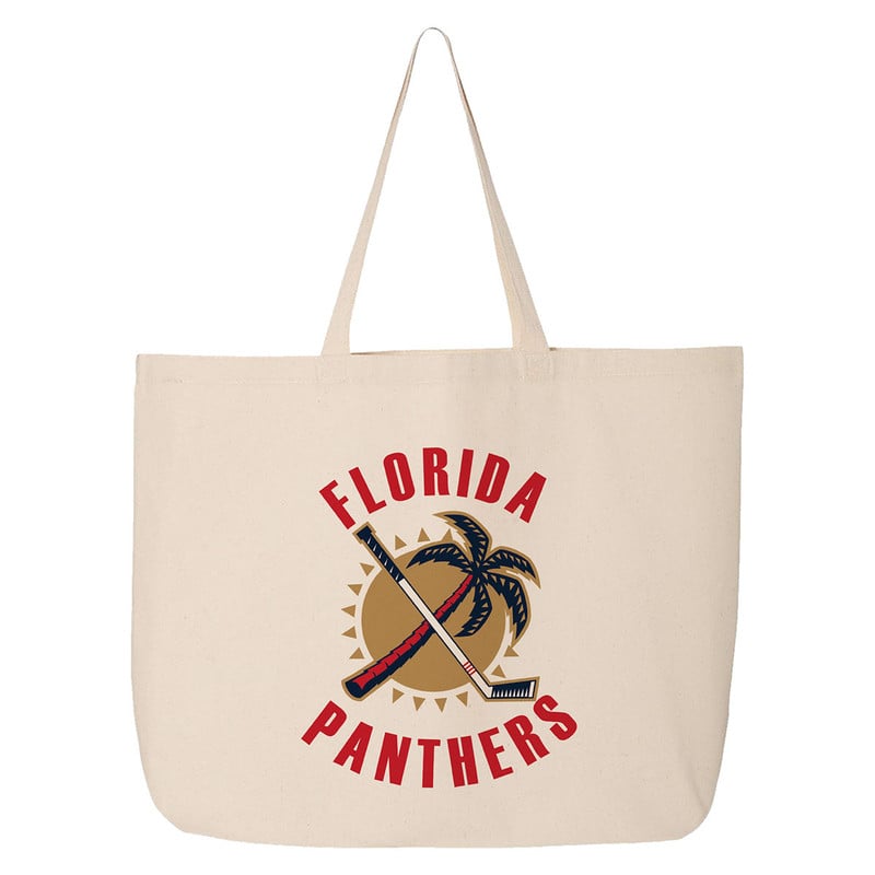 Florida Panthers Retro Sun and Stick Canvas Tote Bag