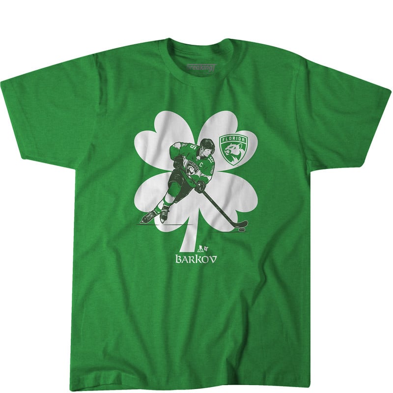 Florida Panthers St. Patrick's Day Barkov Lucky Clover T-Shirt