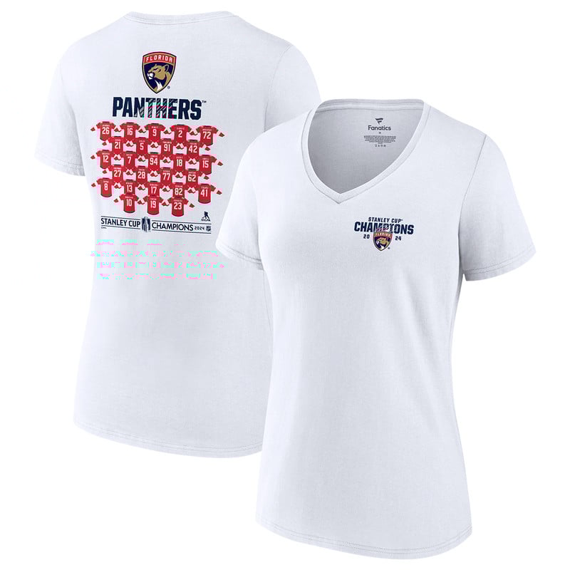 Florida Panthers Women's 2024 Stanley Cup Champions Jersey Roster T-Shirt