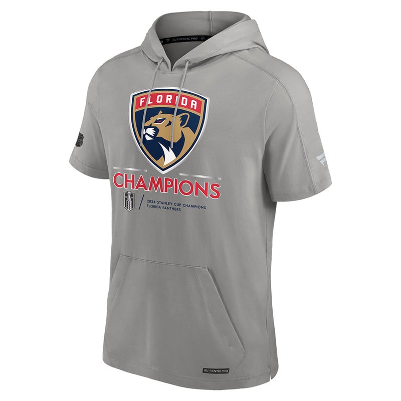 Florida Panthers 2024 Stanley Cup Champions Authentic Pro Short Sleeve Hooded Pullover