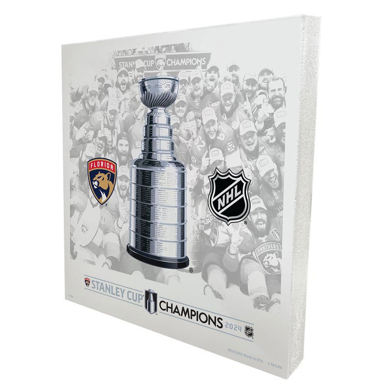 Florida Panthers 2024 Stanley Cup Champions Wood Trophy Photo Block
