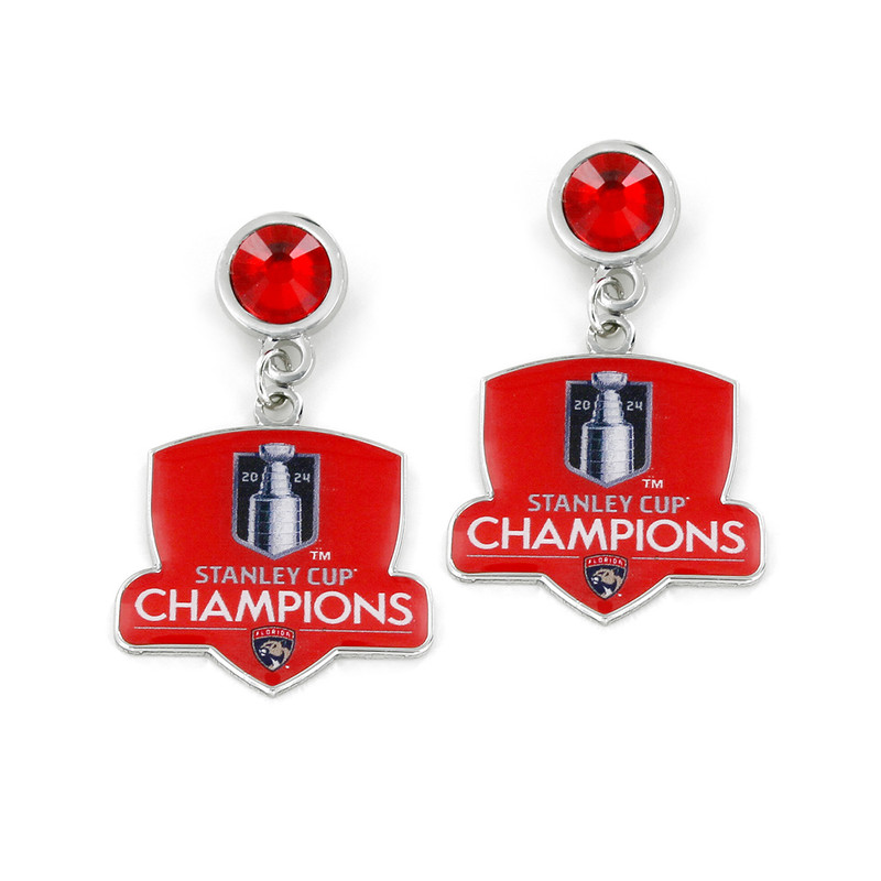 Florida Panthers 2024 Stanley Cup Champions Red Gem Earrings