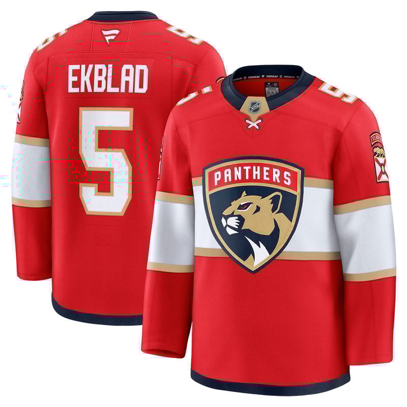 Florida Panthers #5 Aaron Ekblad Premium Authentic Home Jersey