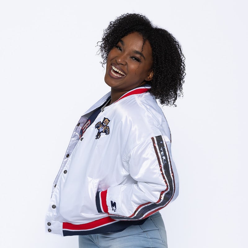 Florida Panthers Women's Double Coverage Crop Varsity Jacket