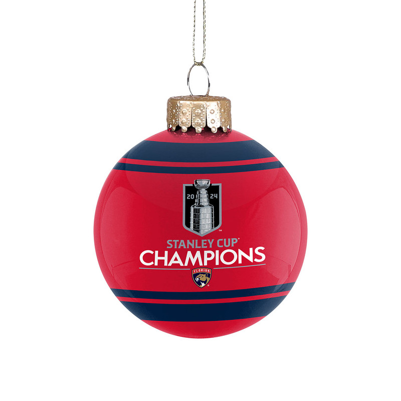 Florida Panthers 2024 Stanley Cup Champions Glass Ball Ornament