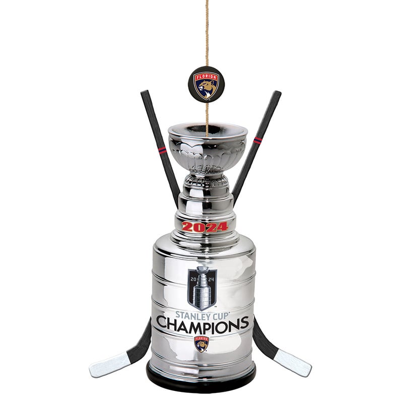 Florida Panthers 2024 Stanley Cup Champions Trophy & Sticks Ornament