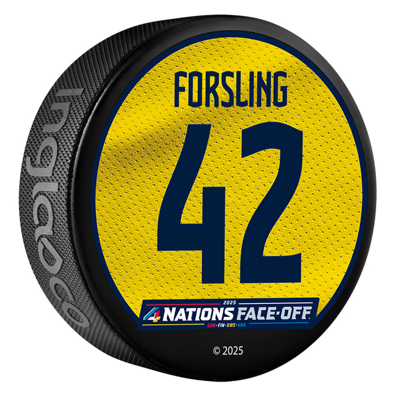 NHL 4 Nations Sweden #42 Gustav Forsling Puck