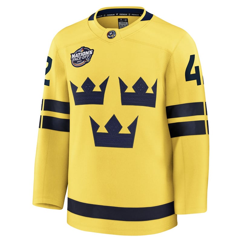 NHL 4 Nations Sweden #42 Gustav Forsling Premium Jersey