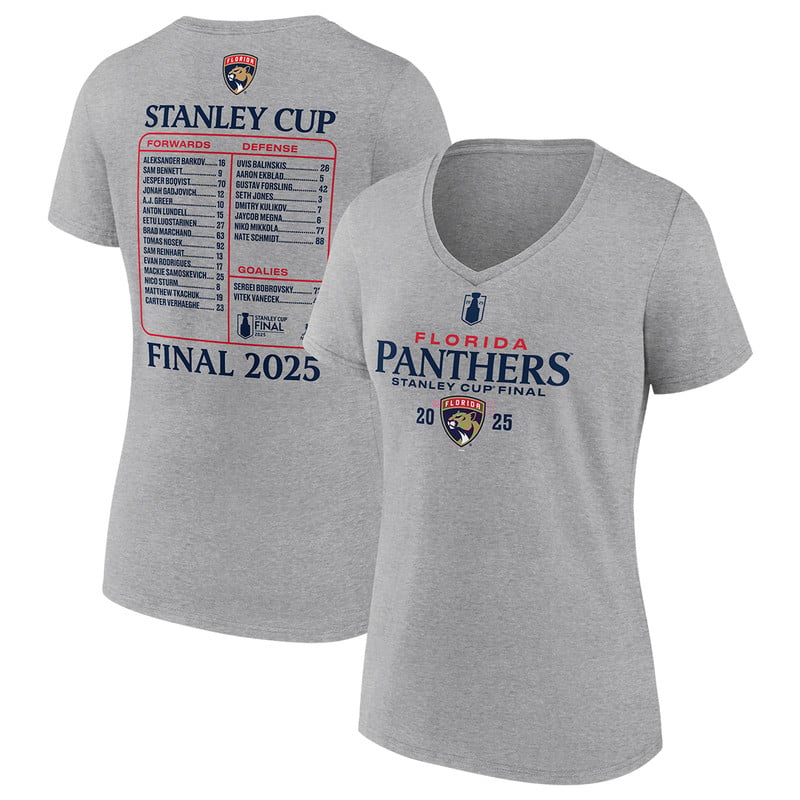 Florida Panthers Women's 2025 Stanley Cup Final Roster V-Neck T-Shirt