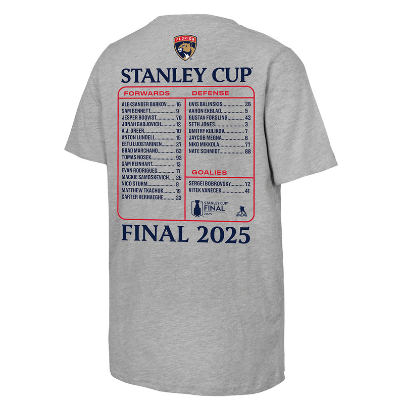 Florida Panthers Youth 2025 Stanley Cup Final Roster T-Shirt