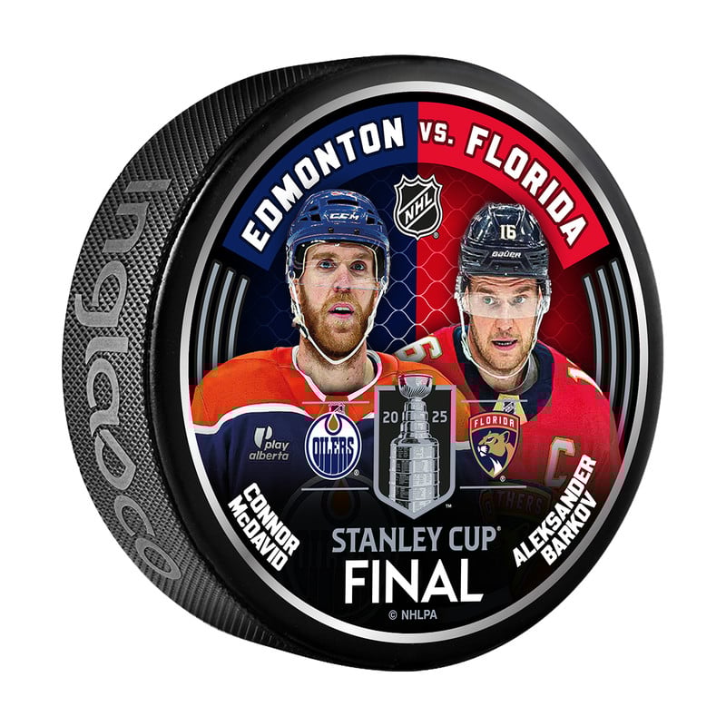 Florida Panthers vs. Edmonton Oilers 2025 Stanley Cup Final Dueling Players Puck