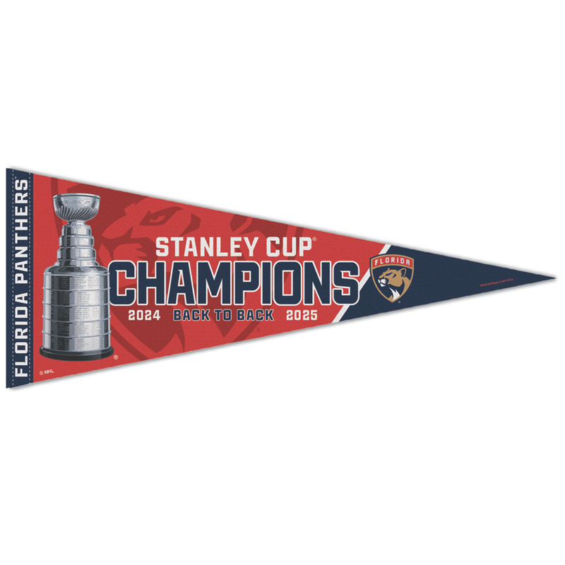 Florida Panthers 2024-2025 Back-to-Back Stanley Cup Champions Stats Pennant