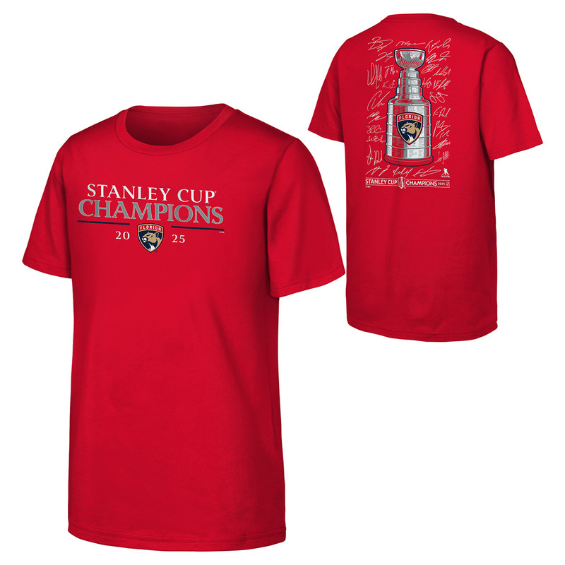 Florida Panthers Youth 2025 Stanley Cup Champions Signature Roster T-Shirt