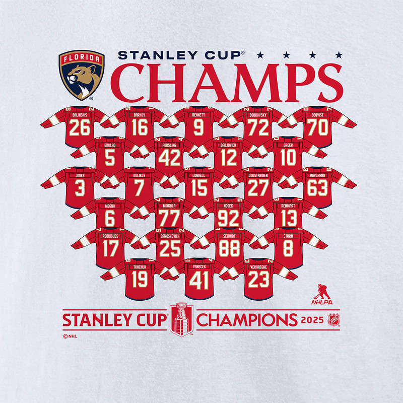 Florida Panthers 2025 Stanley Cup Champions Jersey Roster T-Shirt