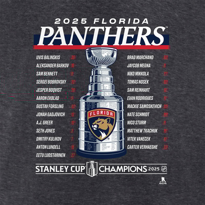 Florida Panthers 2025 Stanley Cup Champions Give and Go Roster T-Shirt