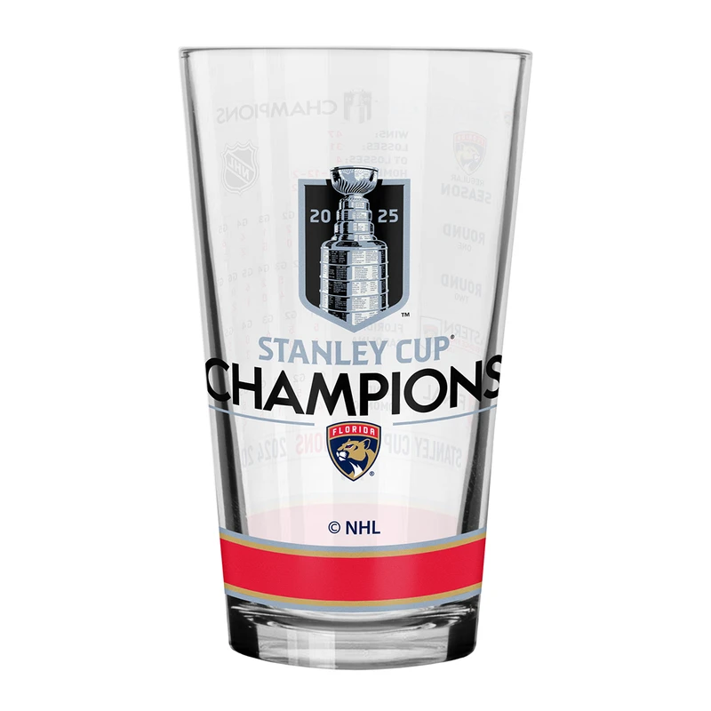 Florida Panthers 2025 Stanley Cup Champions Stats Pint Glass