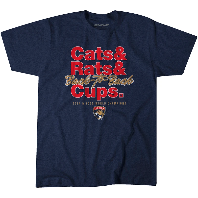 Florida Panthers 2024-2025 Back-to-Back Stanley Cup Champions Cats 'N' Rats T-Shirt