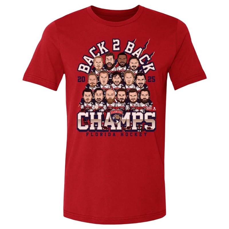 Florida Panthers 2024-2025 Back-to-Back Stanley Cup Champions Bobblehead T-Shirt
