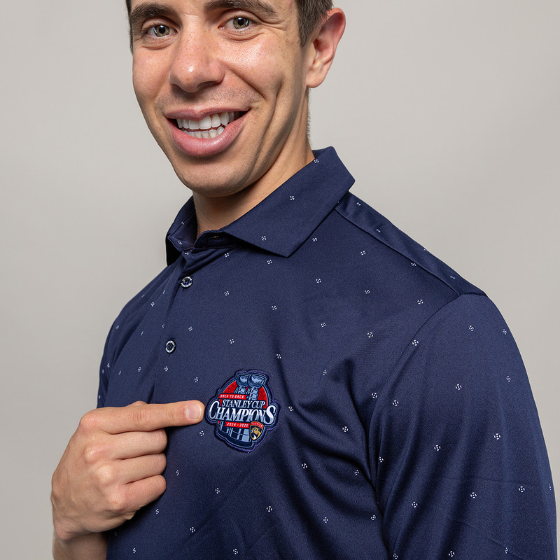 Florida Panthers 2024-2025 Back-to-Back Stanley Cup Champions Navy Vision Polo Shirt
