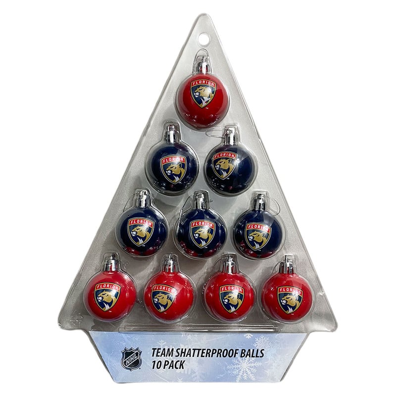 Florida Panthers Holiday 10 Pack Ball Ornament Set
