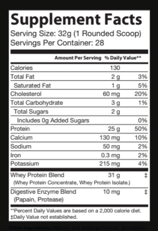 Totallife Whey Protein - Cinnamon Roll Sensation - Nutrition Info 2