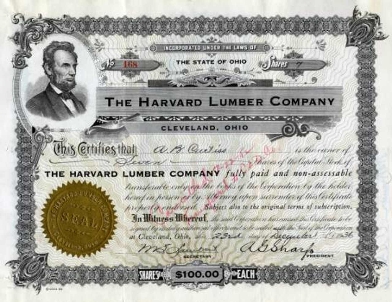 Lackawanna Coal and Lumber Company West Virginia 1912 Scripophily