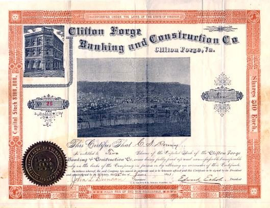 Clifton Banking and Construction Co. signed by Confederate