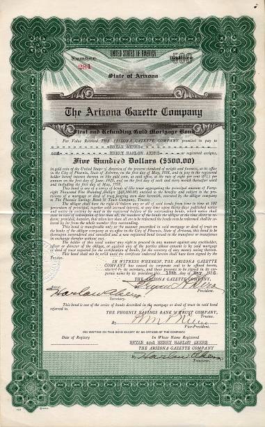 Arizona Gazette Company Now Arizona Republic Newspaper